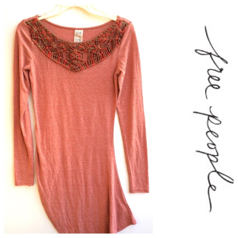 Free People  crochet asymmetrical Dress XS  euc